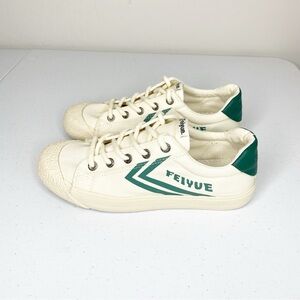 Feiyue Canvas Low Retro 50s Vulcanized Sneakers Green Cream Size 36